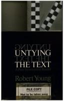 Cover of Untying the text by Robert J. C. Young