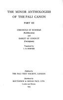 Front cover of The Minor anthologies of the Pali Canon by Unknown