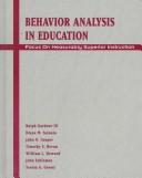 Cover of Behavior analysis in education by Ralph Gardner