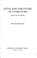 Cover of Style and structure in literature by Roger Fowler
