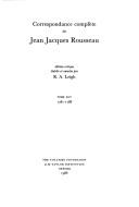 Front cover of Correspondance complète de Jean Jacques Rousseau by Jean-Jacques Rousseau
