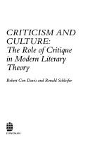 Cover of Criticism and culture by Robert Con Davis