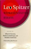 Cover of Representative essays by Leo Spitzer