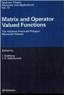 Cover of Matrix and operator valued functions by Gohberg, I.