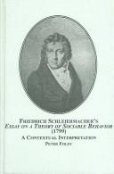 Front cover of Friedrich Schleiermacher's Essay on a Theory of Social Behavior (1799) by Peter Foley