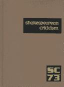 Cover of SC Volume 73 Shakespearean Criticism by Michael L. Lablanc