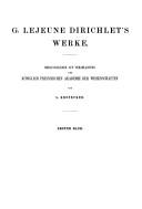 Front cover of G. Lejeune Dirichlet's Werke by Peter Gustav Lejeune-Dirichlet