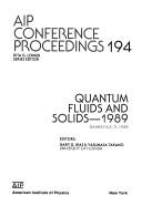 Front cover of Quantum fluids and solids--1989, Gainesville, FL 1989 by International Symposium on Quantum Fluids and Solids (1989 University of Florida)