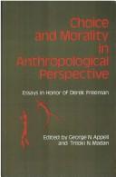 Front cover of Choice and morality in anthropological perspective by George N. Appell