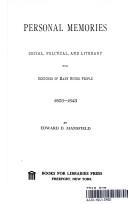 Cover of Personal memories, social, political, and literary by Edward Deering Mansfield
