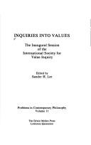 Cover of Inquiries into values by Sander H. Lee