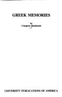 Cover of Greek memories by Sir Compton Mackenzie