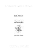 Front cover of Earl Warren by Library of Congress. Manuscript Division