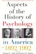 Front cover of Aspects of the history of psychology in America by Helmut E. Adler
