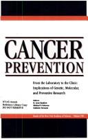 Cover of Cancer prevention by H. Leon Bradlow