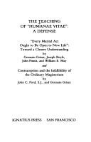Front cover of The Teaching of Humanae vitae by Ford, John C.