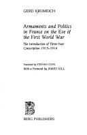 Front cover of Armaments and Politics in France on the Eve of the First World War by Gerd Krumeich