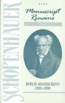 Front cover of Manuscript remains in four volumes by Arthur Schopenhauer