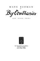 Cover of By Contraries by Mark Rudman