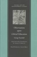 Cover of Observations upon Liberal Education, in All Its Branches (Natural Law and Enlightenment Classics) by George Turnbull