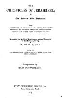 Front cover of The chronicles of Jeraḥmeel by [Eleazar ben Asher ha-Levi]