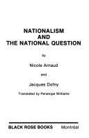 Front cover of Nationalism and the national question by Nicole Arnaud