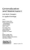 Cover of Generalization and maintenance by Robert H. Horner
