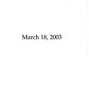 Cover of March 18, 2003 by Michael Lally