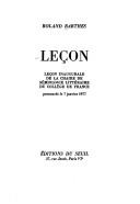 Cover of Leçon = by Roland Barthes