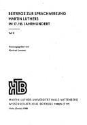 Front cover of Beiträge zur Sprachwirkung Martin Luthers im 17./18. Jahrhundert by Manfred Lemmer