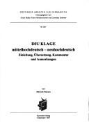 Cover of Diu Klage by Albrecht Classen
