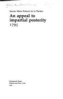 Front cover of An appeal to impartial posterity by Mme Roland