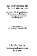 Front cover of Zur Terminologie der Literaturwissenschaft by Germanistisches Symposion (9th 1986 Würzburg, Germany)