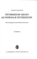 Front cover of Österreichs Recht ausserhalb Österreichs by Helmut Slapnicka