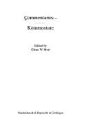 Cover of Commentaries = by Glenn W. Most