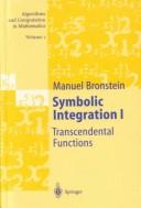 Cover of Symbolic integration I by Manuel Bronstein