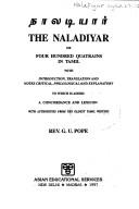 Front cover of The Naladiyar of Four Hundred Quatrains in Tamil by George Uglow Pope