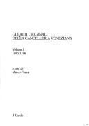 Front cover of Gli atti originali della Cancelleria veneziana (Ricerche) by Venice (Italy)