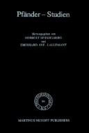 Cover of Pfänder-Studien by Herbert Spiegelberg