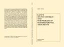 Front cover of Kant's second Critique and the problem of transcendental arguments by Robert J. Benton