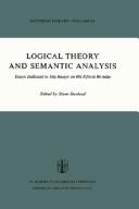 Cover of Logical theory and semantic analysis by Stig Kanger