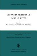 Front cover of Essays in memory of Imre Lakatos by Imre Lakatos