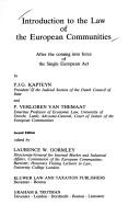 Cover of Introduction to the law of the European communities after the coming into force of the Single European Act by P. J. G. Kapteyn