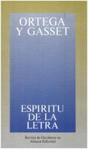 Cover of Espíritu de la letra by José Ortega y Gasset