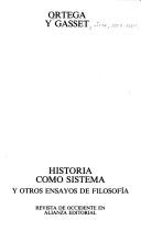 Cover of Historia como sistema by José Ortega y Gasset