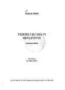 Front cover of Tezkire-i jsuʻarâ-yı mevleviyye by Esrar Dede