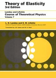 Front cover of Theory of Elasticity, Third Edition by L.D Landau
