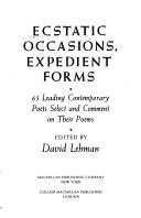 Cover of Ecstatic Occasions, Expedient Forms by David Lehman