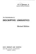 Front cover of An introduction to descriptive linguistics by Gleason, Henry Allan