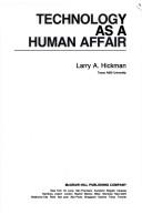 Cover of Technology as a human affair by Larry A. Hickman